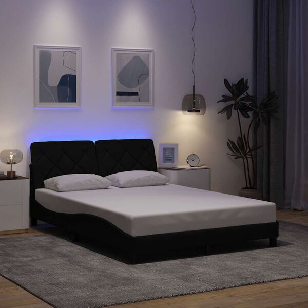 vidaXL Bedframe met LED zonder matras 140x200 cm stof zwart