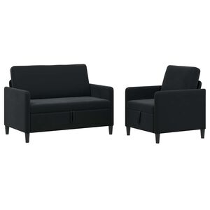 vidaXL Bankenset met opbergruimte 2 st Zwart Polyester
