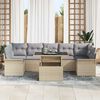 vidaXL Tuin Sofa Set met kussen met opslag 8 pcs Beige Poly riet