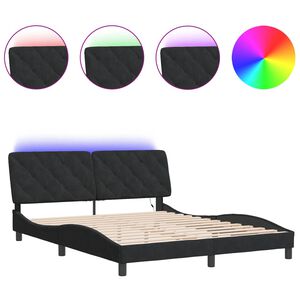 vidaXL Bedframe met LED zonder matras fluweel zwart 160x200 cm