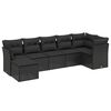 vidaXL 7-delige Loungeset met kussens poly rattan zwart