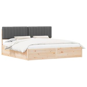 vidaXL Bedframe met Gevoerd Hoofdgedeelte Donkergrijs 200 x 200 cm