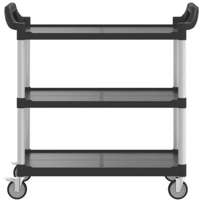 vidaXL Trolley 3-laags 99x50x96 cm aluminium zwart