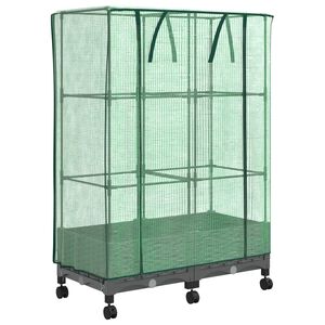 vidaXL Tuinplantenbak met Kasbedekking en Wielen 2 st Lichtgrijs PP