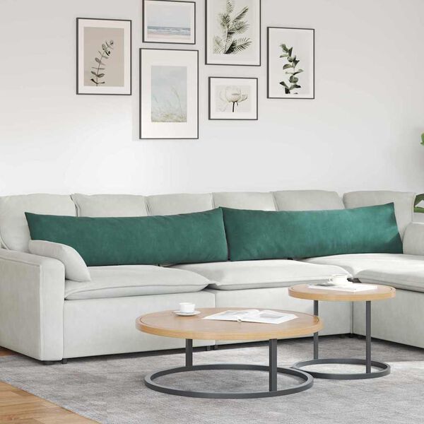 vidaXL Sofa Kussens 2 stuks Donkergroen 145 x 40 cm Cordstof