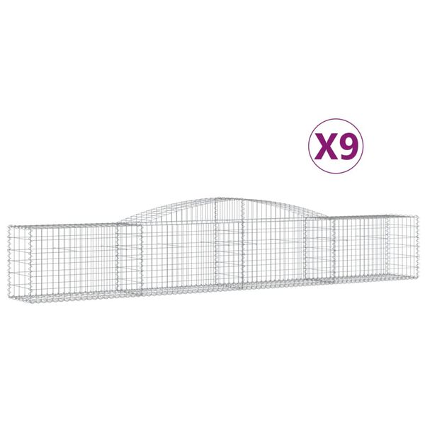 vidaXL Schanskorven 9 st gewelfd 400x50x60/80 cm gegalvaniseerd ijzer