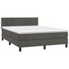 vidaXL Boxspring met matras en LED fluweel donkergrijs 140x200 cm