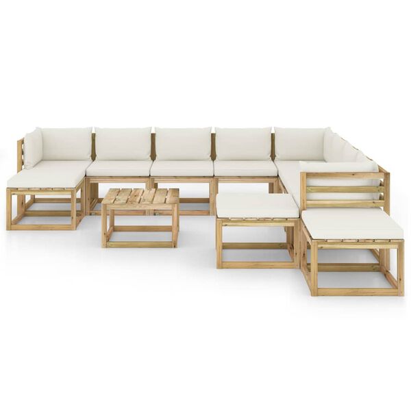 vidaXL 12-delige Loungeset met kussens ge&iuml;mpregneerd grenenhout