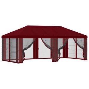 vidaXL Gazebo Hoes met Zijwanden Bordeauxrood 600,5 x 300,5 cm