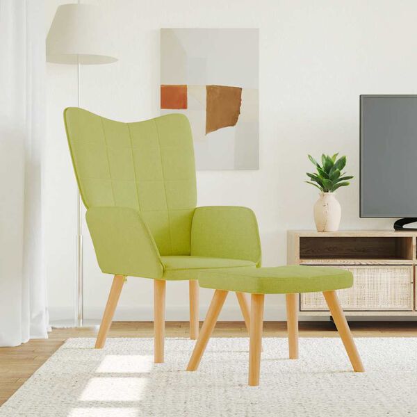 vidaXL Relaxstoel met voetenbank stof groen