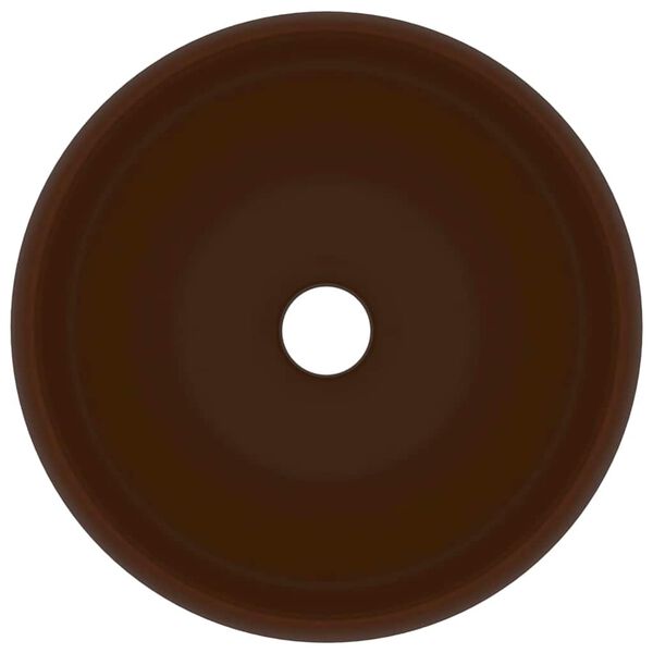 vidaXL Wastafel rond 40x15 cm keramiek mat donkerbruin