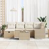 vidaXL Bankstel met kussen met opslag 7 pcs Beige en Cr&egrave;me poly rattan