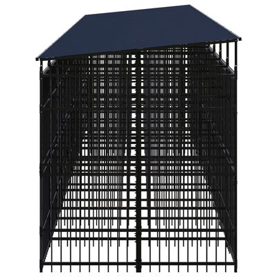 vidaXL Hondenkennel met dak 18,43 m² staal