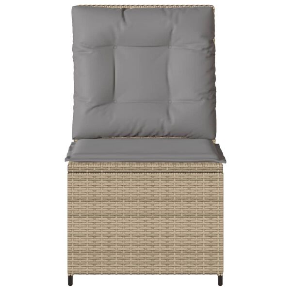 vidaXL Tuinbank verstelbaar met kussens poly rattan beige