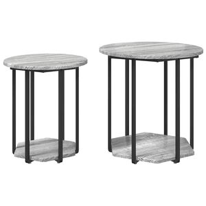 vidaXL Bijzettafelset 2 st Grijs 50 x 50 x 50,5 cm