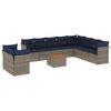 vidaXL 11-delige Loungeset met kussens poly rattan grijs