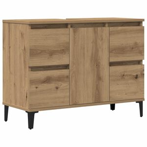 vidaXL Wastafelkast 80x33x60 cm bewerkt hout artisanaal eikenkleur