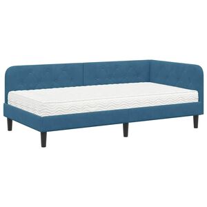 vidaXL Hoekbedframe Blauw 90 x 200 cm Fluweel