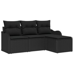 vidaXL Tuin Sofa Set met opslag 4 pcs Zwart poly rattan
