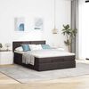 vidaXL Bed poef met matras en LED's 140x190 cm stof donkerbruin