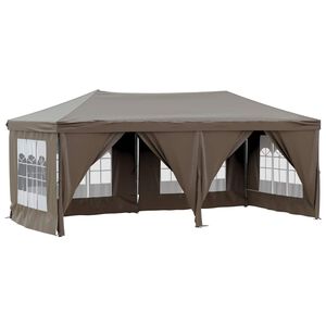 vidaXL Partytent inklapbaar met zijwanden 3x6 m taupe