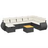 vidaXL 9-delige Loungeset met kussens poly rattan zwart
