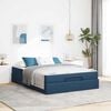 vidaXL Bedframe met matras met matras 2 pcs Blauw Stof