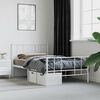 vidaXL Bedframe met hoofd- en voeteneinde metaal wit 107x203 cm