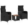 vidaXL Tuin loungeset 3 st Zwart PE Rattan en Poeder-Coated Staal
