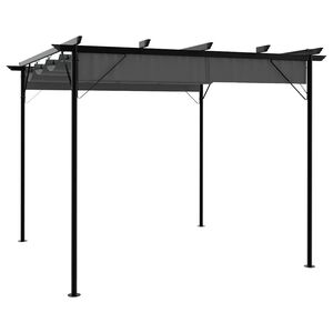 vidaXL Pergola met uittrekbaar dak 180 g/m&sup2; 3x3 m staal antracietkleur