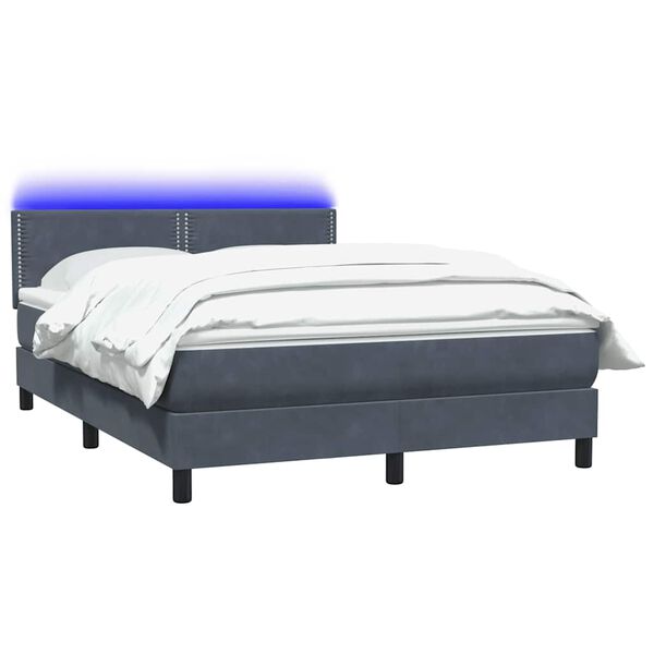 vidaXL Boxspring met matras en LED fluweel donkergrijs 140x210 cm