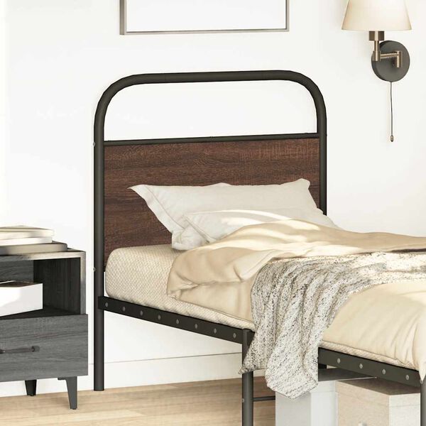 vidaXL Hoofdbord 75 cm bewerkt hout en staal bruin eikenkleurig