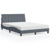 vidaXL Bed met matras "Hanko" fluweel donkergrijs 140x190 cm