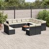 vidaXL 14-delige Loungeset met kussens poly rattan zwart