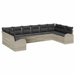 vidaXL Tuinbankenset 10 st Lichtgrijs poly rattan