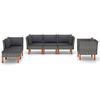vidaXL 6-delige Loungeset poly rattan en eucalyptushout grijs