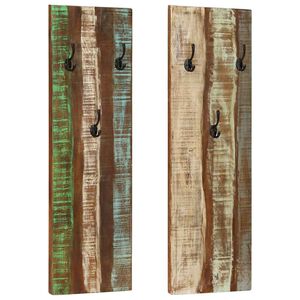 vidaXL Wandkapstokken 2 st 36x3x110 cm massief gerecycled hout