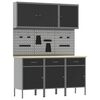 vidaXL Werk kast met lade met slot 8 st Zwart Engineered hout en staal