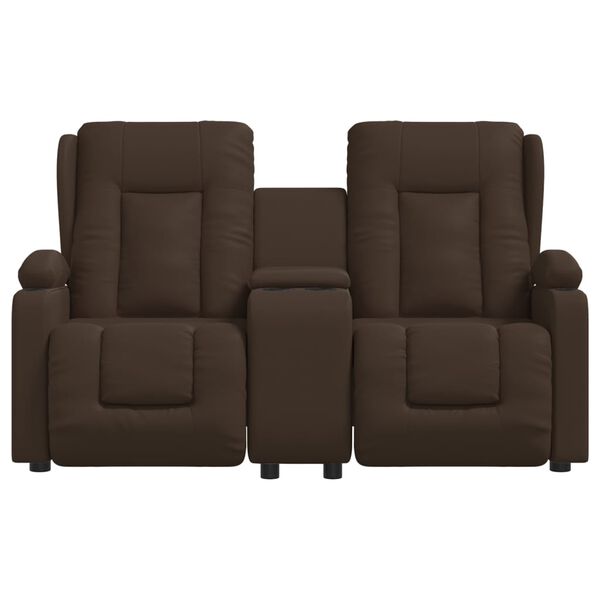 vidaXL Massagestoel 2-zits verstelbaar bekerhouders kunstleer bruin