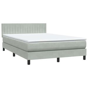 vidaXL Boxspring met matras fluweel lichtgrijs 160x210 cm