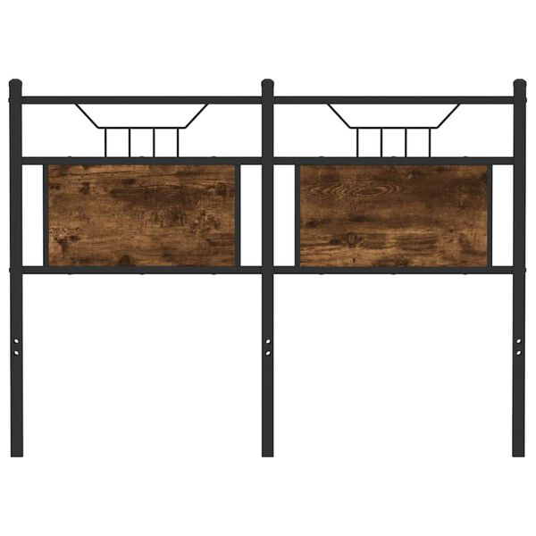 vidaXL Vervangend hoofdbord 120 cm bewerkt hout en staal gerookt eikenkleurig