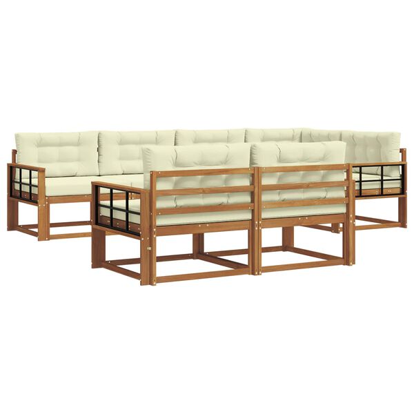 vidaXL Buiten bankenset met kussen 7 pcs Natuurlijk en Cr&egrave;me