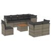 vidaXL 9-delige Loungeset met kussens poly rattan grijs