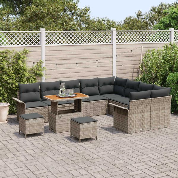 vidaXL Tuin Sofa Set met kussen met opslag met kussen 12 pcs Grijs