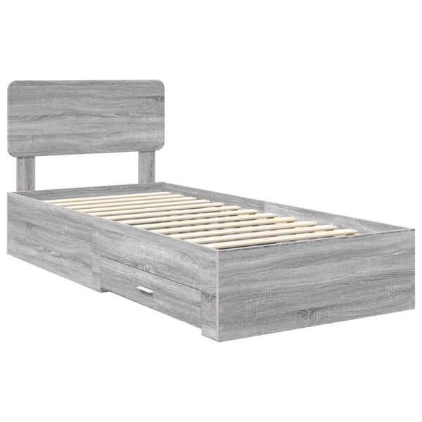 vidaXL Bedframe met hoofdeinde Grijs Sonoma 100 x 200 cm Bewerkt hout