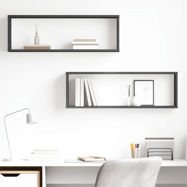 vidaXL Wandschappen kubus 2 st 80x15x26,5 cm bewerkt hout grijs