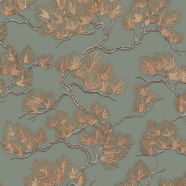 DUTCH WALLCOVERINGS Behang Pine Tree groen