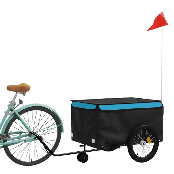 vidaXL Fietstrailer 45 kg ijzer zwart en blauw