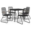 vidaXL 5-delige Tuinset PVC-rattan zwart