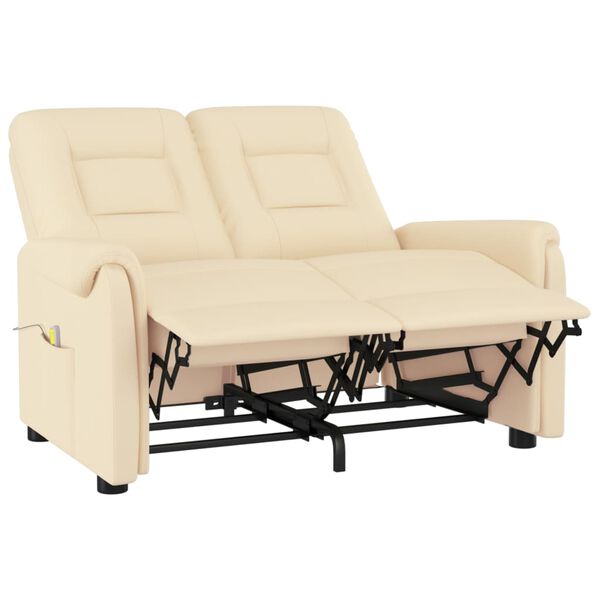 vidaXL Massagestoel 2-zits verstelbaar kunstleer cr&egrave;mekleurig